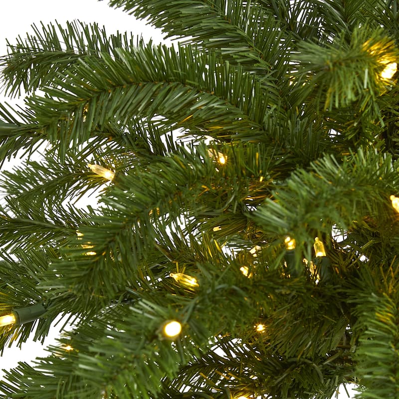 5’ Pre-Lit Palm Artificial Christmas Tree, Warm White LED Lights - 5 Foot