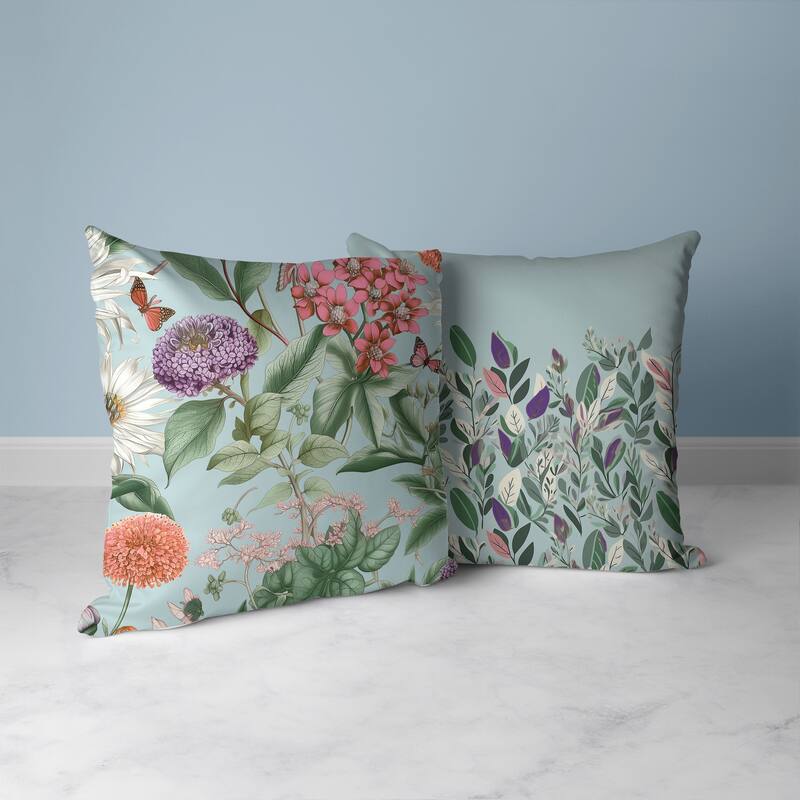 Garden Gracefulness Faux Suede Reversible Throw Pillow Pink and Pale