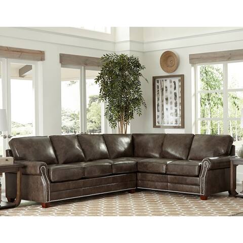 Davis Top Grain Leather Upholstered L-shaped Sectional Sleeper Sofa