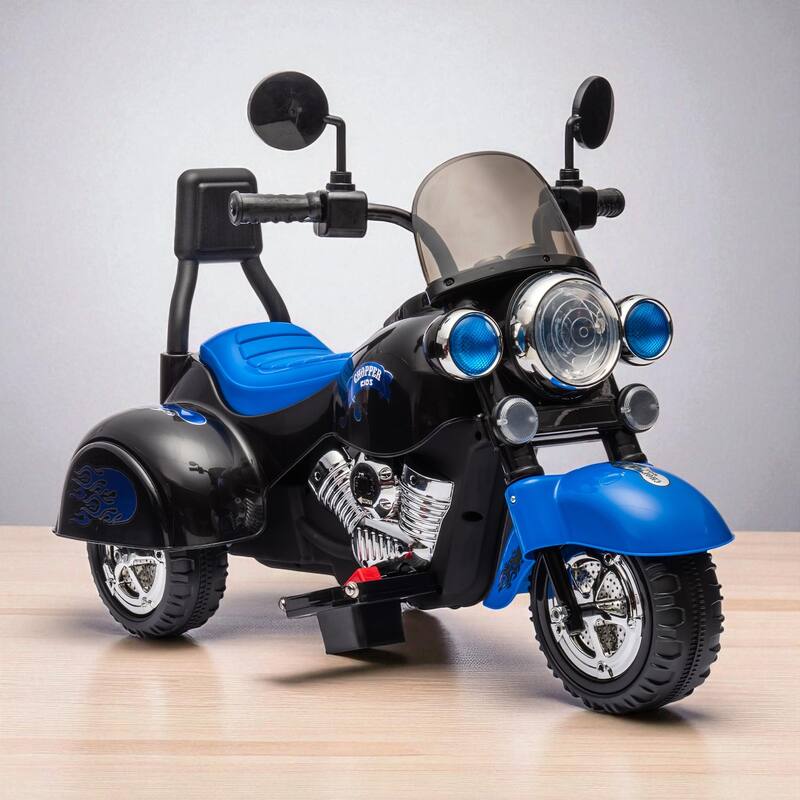 6V Kids Ride-On Motorcycle, 3-Wheel Chopper Motorbike with LED Lights, Horn, Electric Harley for Boys & Girls - Blue