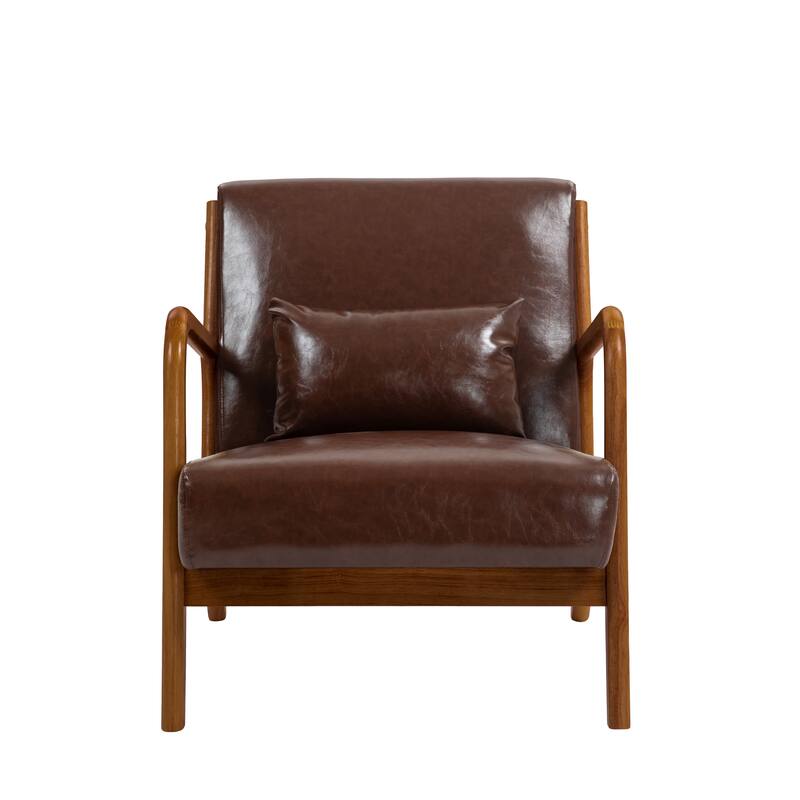 Mid Century Solid Wood Upholstered Accent Chair