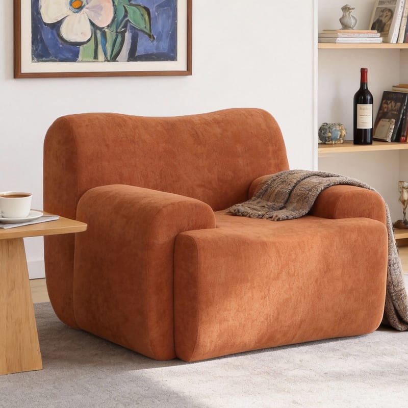 Chenille Accent Chair, Comfy Cloud Sofa Chair, Modern Armchair Boneless Reading Chairs