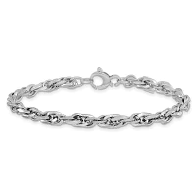 Curata 14k White Gold Sparkle Cut Polished Link With .5 Bracelet 7.25 Inch