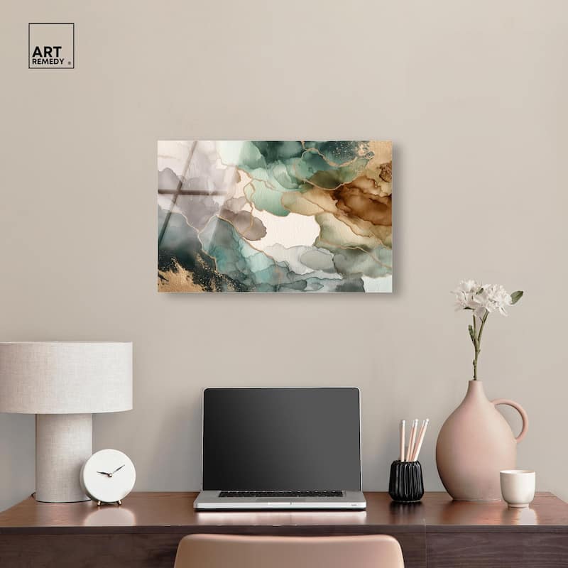 Golden Estuary II Acrylic by Art Remedy, Ready to Hang