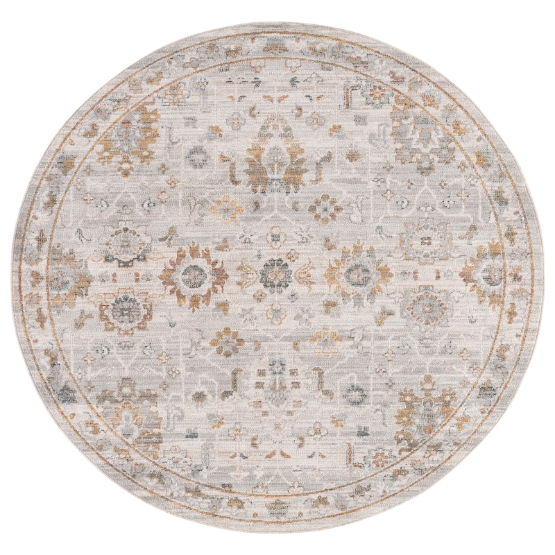 SAFAVIEH Vintage Rosewood Kymberly Rug - 6'3" Round - Ivory/Grey Rust