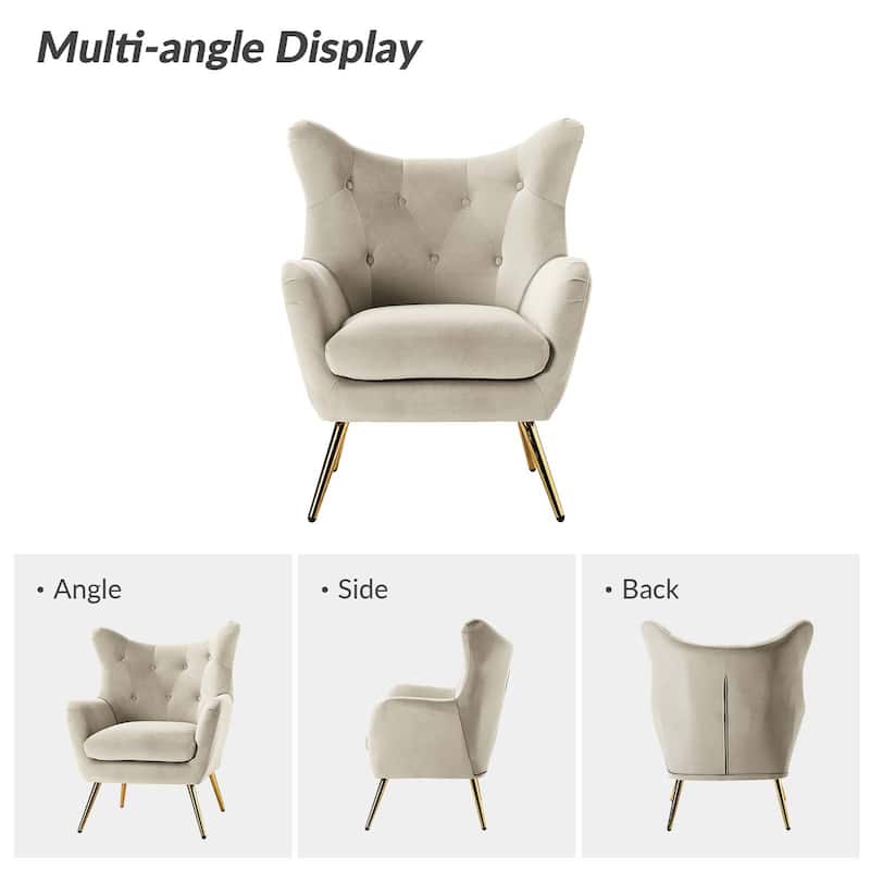Eusebio Modern Velvet Accent Chair with Tufted Wingback for Living Room Set of 2 by HULALA HOME