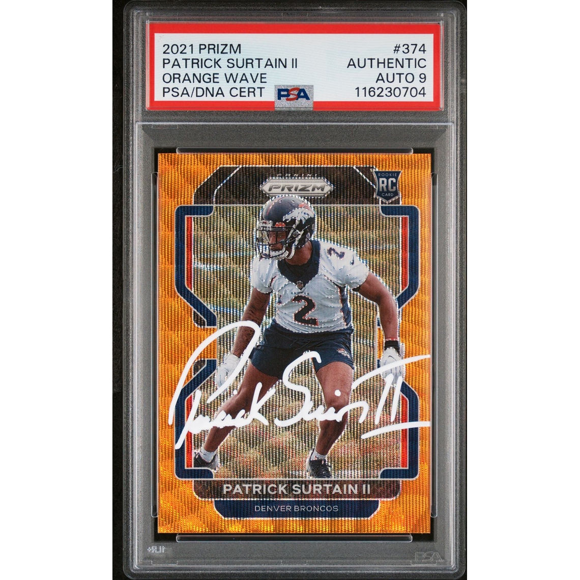 Patrick Surtain II 2021 Panini Prizm Orange Wave Signed Football