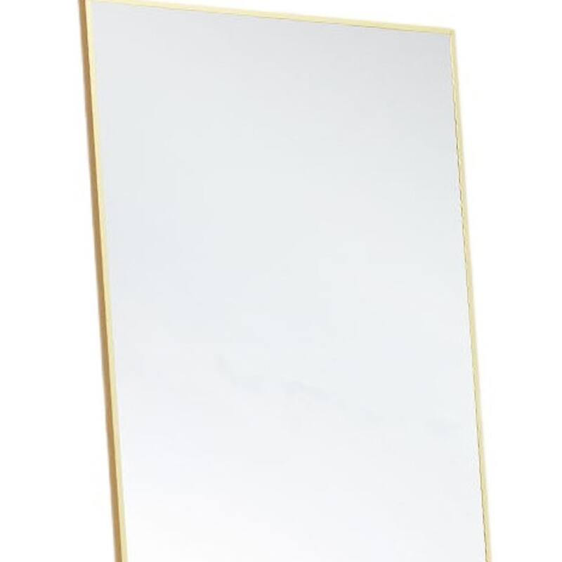 HomeRoots 59" Gold Metal Freestanding and Wall Mount Framed Full Length Mirror - 16.00 in. x 59.00 in. x 0.50 in.