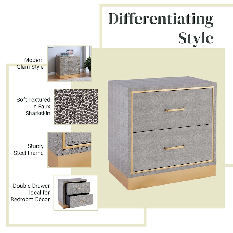 NPD Furniture Edinburgh 2 Drawer Faux Shagreen End table