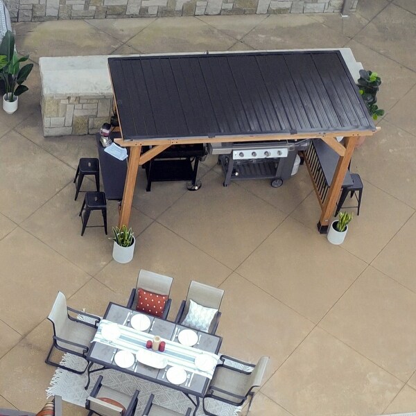 Backyard Discovery Saxony XL 12x6' Cedar Grill Gazebo with Steel