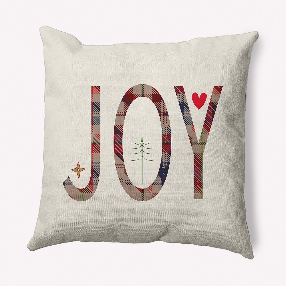 Joy Filled Season Christmas Soft Spun Polyester Decorative Throw Pillow