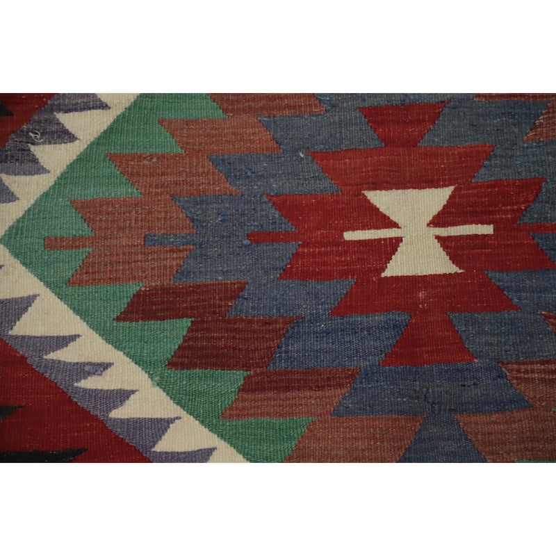 Hand Woven Oriental 100% Wool Carpet Southwestern Tribal Multi-Colored Kilim Area Rug - 10' 0'' X 5' 3''