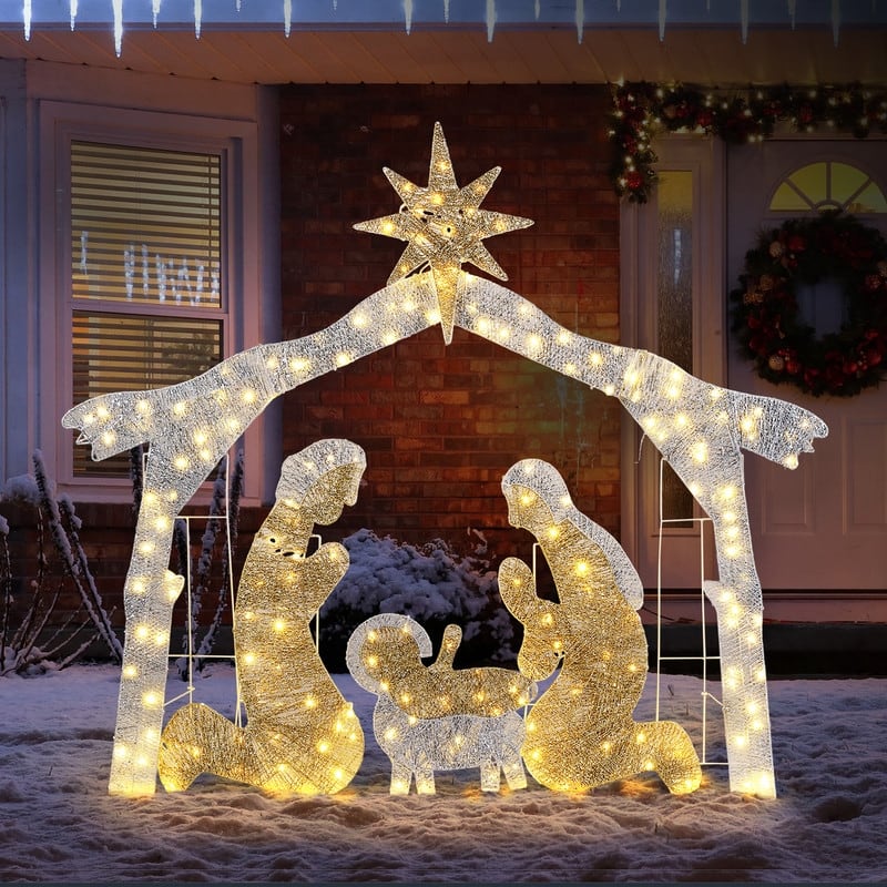 6ft 190LED Lights Nativity Scene Garden Jesus Decoration