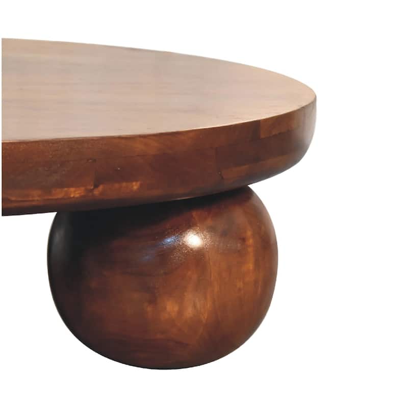 Artisan Furniture Solid Wood Chestnut Central Ball Table, Brown ,circular design
