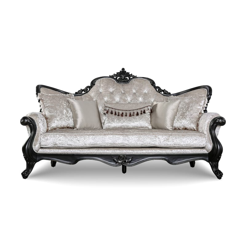 Furniture of America Clarissa Traditional 3-Seater Sofa with Button Tufted Back and Accent Pillow