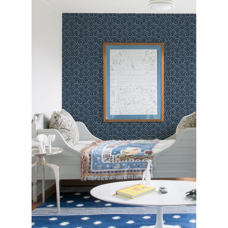A-Street Prints Alorah Navy Wave Wallpaper