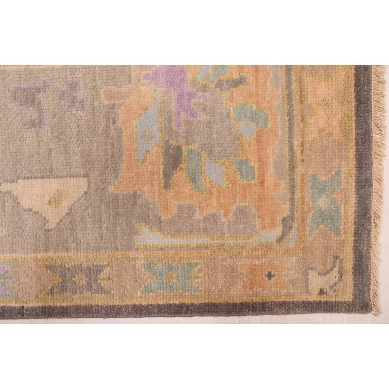 ECARPETGALLERY Hand-knotted Modern Oushak Dark Grey Wool Rug - 9'0 x 11'9