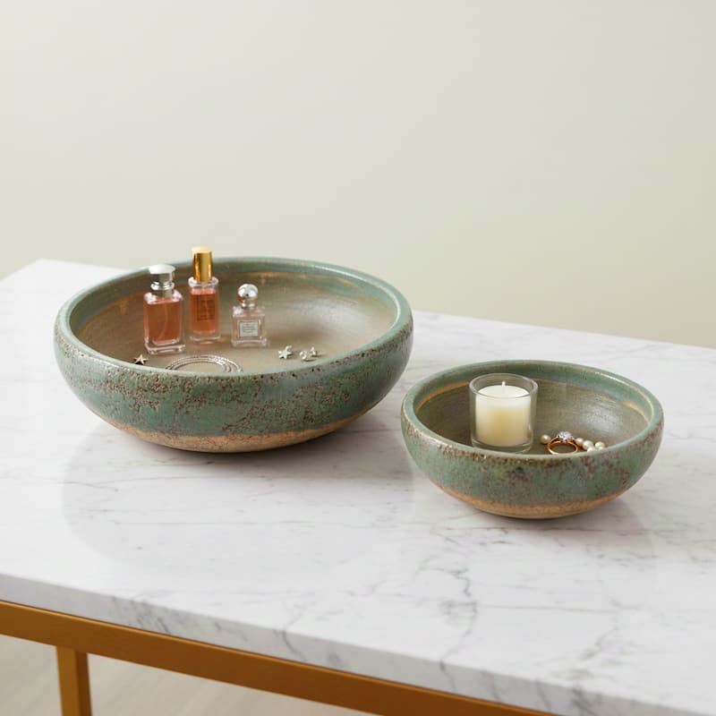 Decorative Two Tone Accent Bowl - Set of 2, 12", 15" - 15.0"