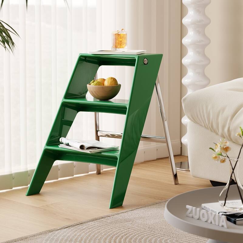 Home folding ladder frame indoor multi-functional thick folding ladder stool simple creative anti-slip edge table ladder frame