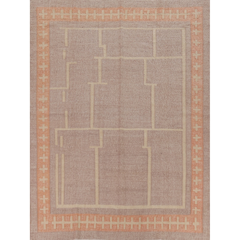 Hand Woven Oriental 100% Jute Carpet Southwestern Modern Brown Kilim Area Rug - 10' 2'' X 8' 8''