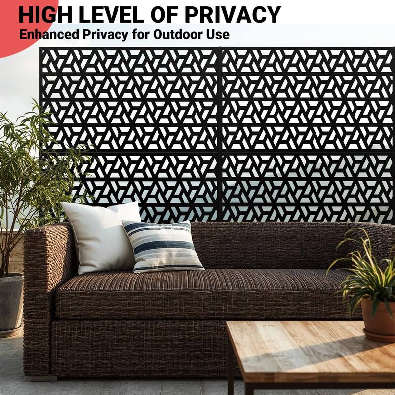 Metal Privacy Screen Outdoor Privacy Panels 72"H x 47"W, Freestanding Patio Divider for Garden, Deck, Balcony, Backyard