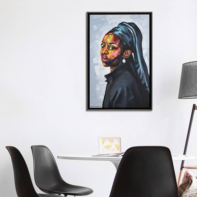 iCanvas "The Girl With A Pearl Earing" by Damola Ayegbayo Framed