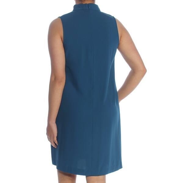 Shop Rachel Roy Womens Teal Sleeveless Above The Knee Shift Dress