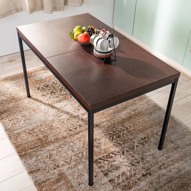 Modern Mid Century Kitchen Table, 47in Farmhouse Rectangular Walnut Dining Table for Dining Room,Apartment, Brown