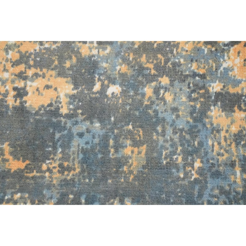 Hand Knotted Oriental Viscose Silk Carpet Modern All-Over Greys & Charcoal Abstract Area Rug - 4' 0'' X 2' 0''