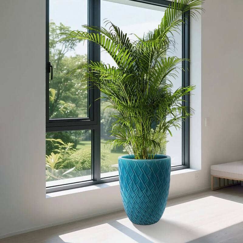 Elegant Ceramic Pot with Diamond Pattern for Indoor-Outdoor Plants