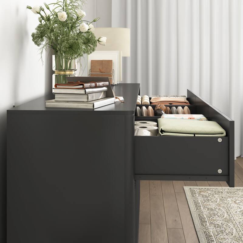 Large Floor Chest of Drawers 9 Drawer Dresser for Bedroom, Freestanding Storage Cabinet Side Table TV Stand