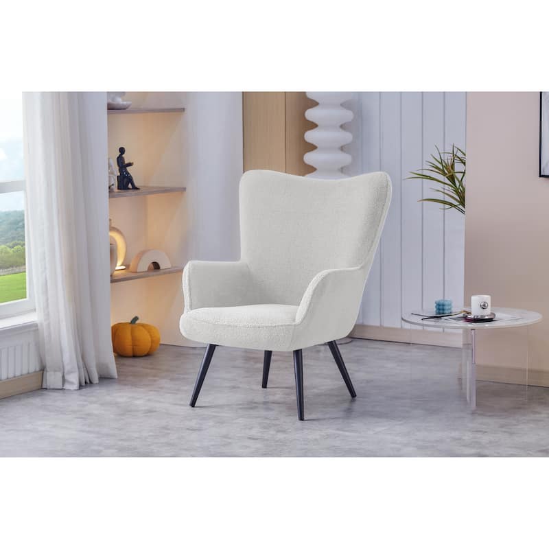 Porthos Home Kindel Fabric Wingback Accent Chair with Powder Coated Steel Legs