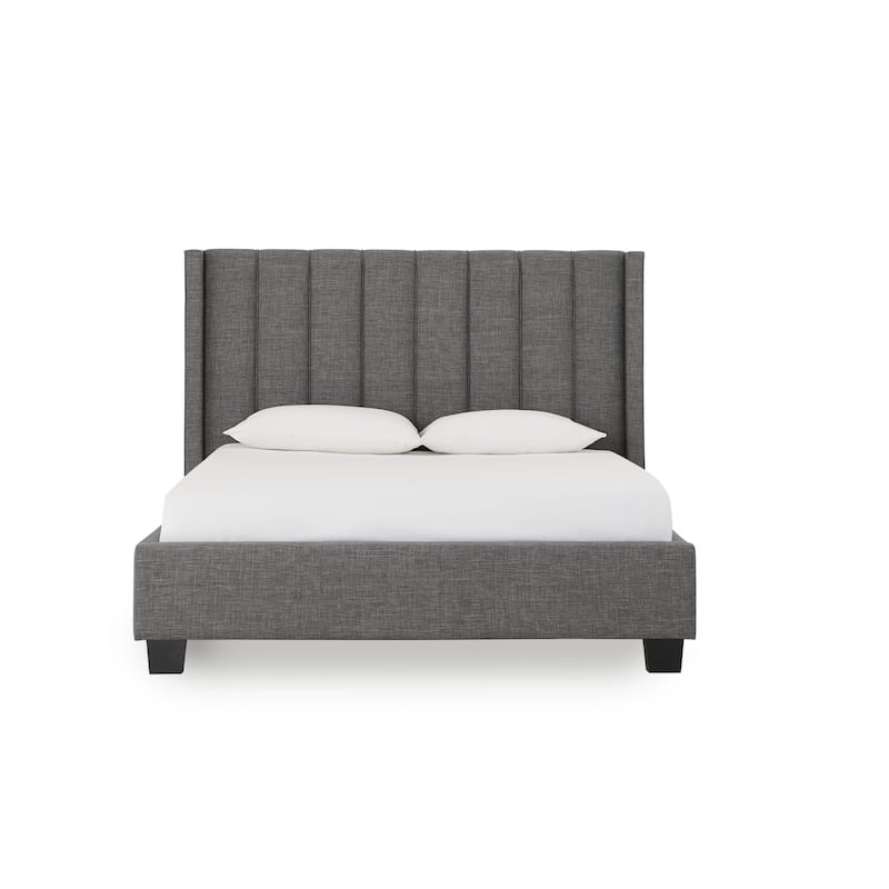 Layla California King Platform Bed, Tall Shelter Headboard, Vertical Tufted