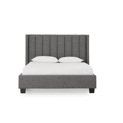 Layla California King Platform Bed, Tall Shelter Headboard, Vertical Tufted