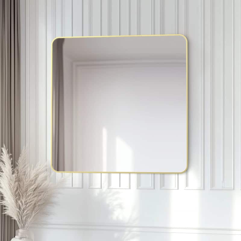36 x 36 Inch Shatterproof Wall Mount Metal Frame Mirror