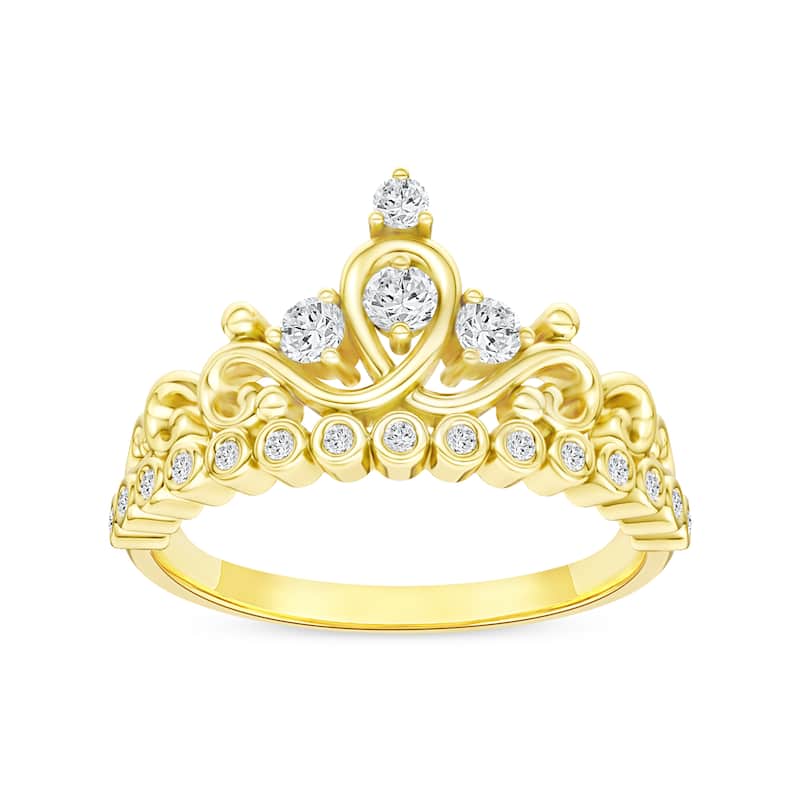 1/4ct TDW Diamond Crown Ring in 10K Gold for Women - 8 - Yellow