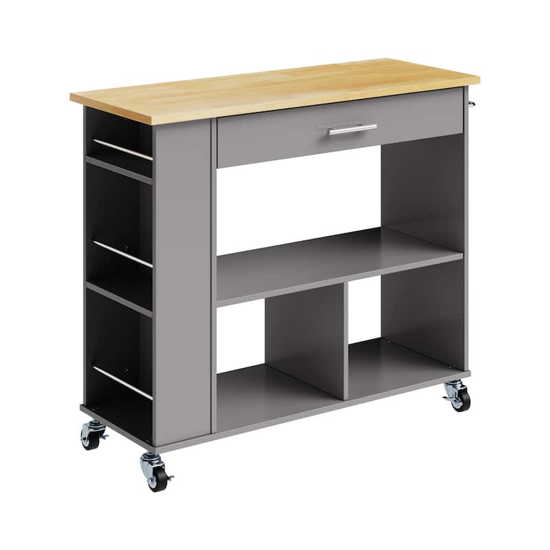Futzca Kitchen Island on Wheels with Large Work Countertop