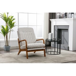 Mid-Century Modern Solid Wood Frame Upholstered Accent Chair - Bed Bath ...