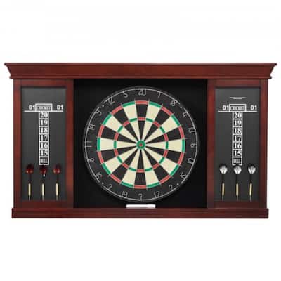 Sisal Dartboard Cabinet Set, 18" Official Size w/ Accessories - 41.3" x 4" x 23.6"