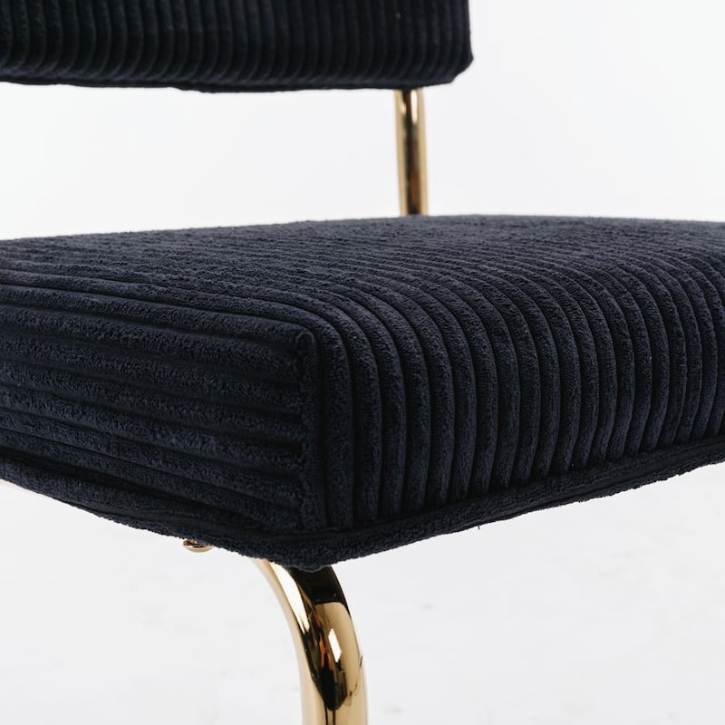 GDFStudio Modern Armless Dining Chairs with Corduroy Fabric and Gold Metal Base (Set of 2)