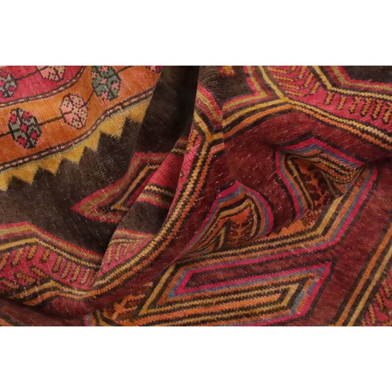 Hand Knotted Oriental 100% Wool Carpet Traditional Tribal Brown Ardebil Runner Rug - 9' 5'' X 3' 10''
