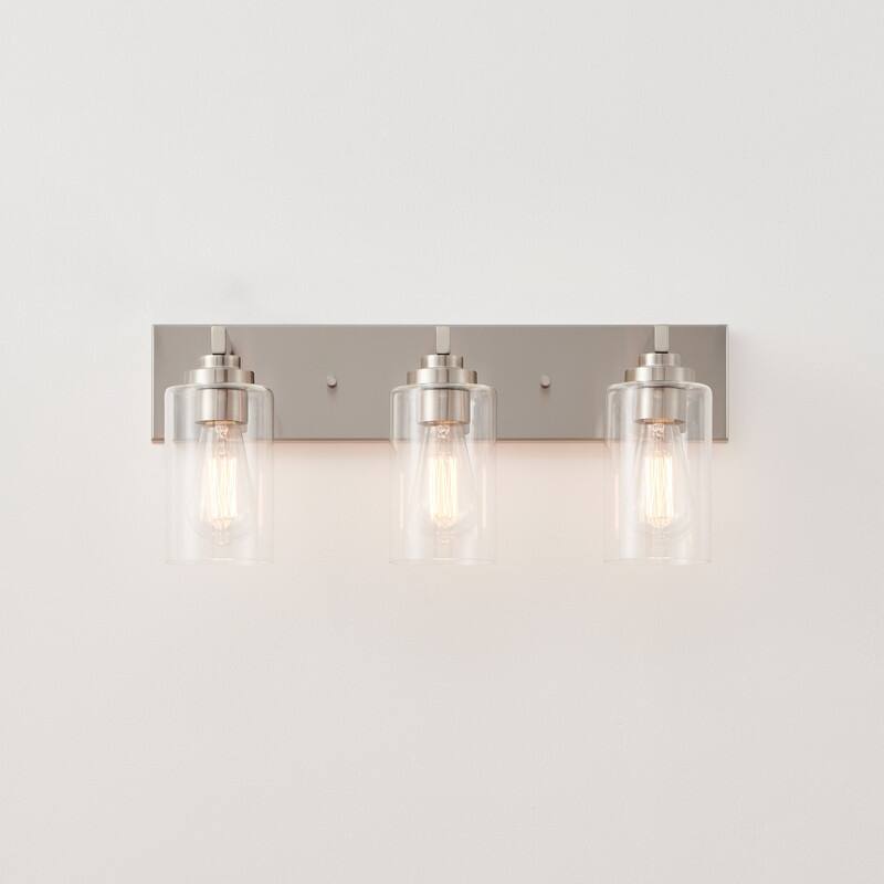 KAWOTI 3-Light Bathroom Vanity Light with Clear Glass Shade
