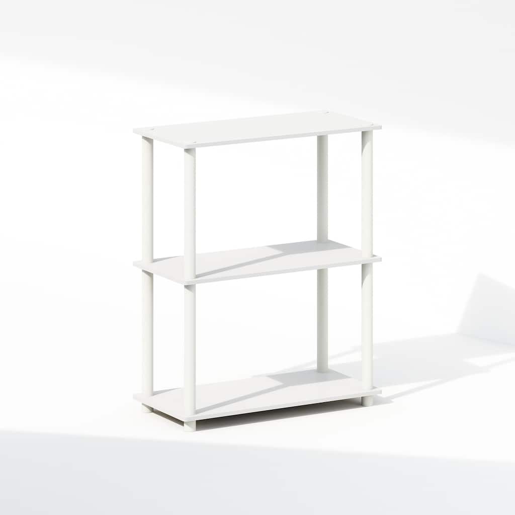 23.6 in. Tall White Wood 3-Shelf Bookcase