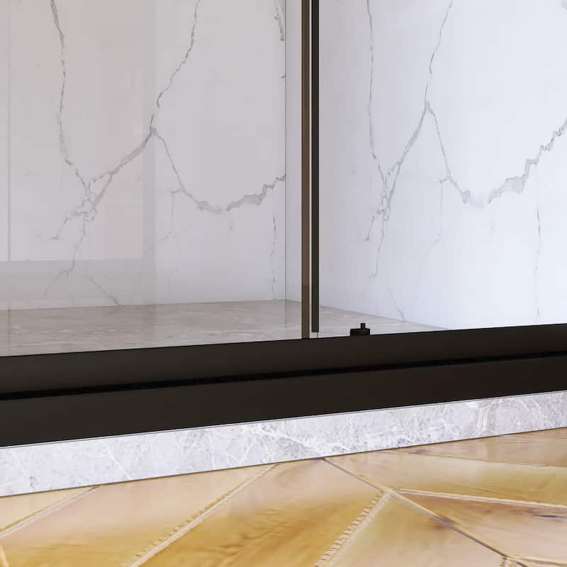 Single Sliding Framed Shower Door in Matte Black