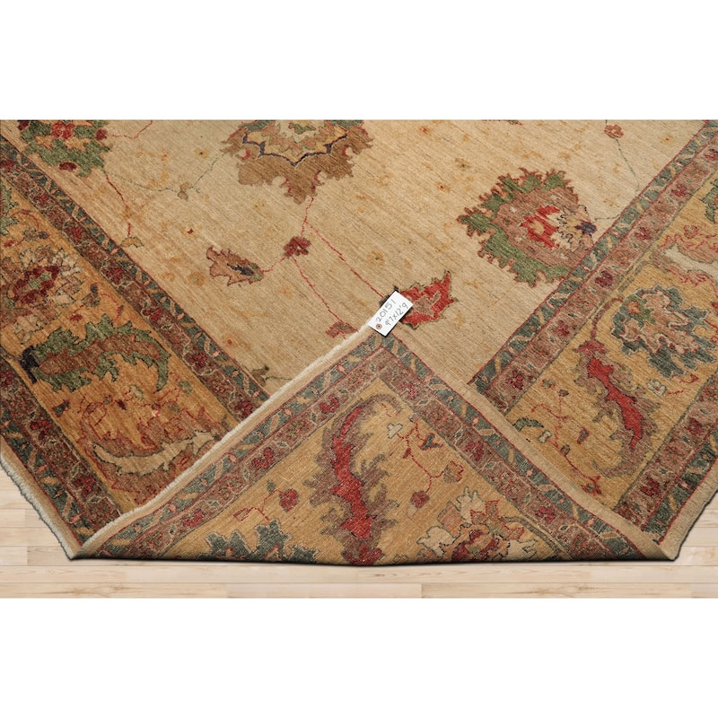 9'7''x12'9'' Hand Knotted Wool Beige Arts & Crafts Oushak Vintage Oriental Rug - 9' 7'' x 12' 9''