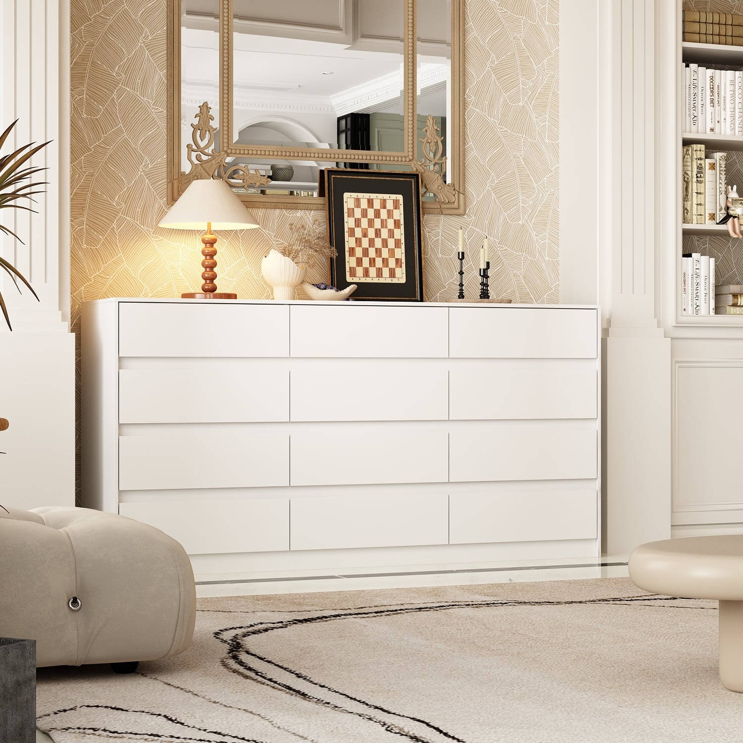 12 drawer dresser white chartustriable Farmhouse for Bedroom, 63 Wood Chest of Drawers with Rustic Handles, Wide Closet Dressers Organizer, Living Room, Hallway, Bedroom Furniture, Antique : Home & Kitchen Drawer Dresser chartustriable White 12 Drawers Dresser