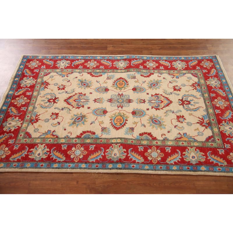 Kazak Area Rug Hand-Knotted Traditional Wool Carpet - 3'9"x 6'1"