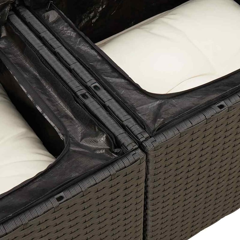 vidaXL Patio Sofa Set with Cushions Outdoor Furniture 7 Piece Poly Rattan - 24.4 x 25.8 x 27.2