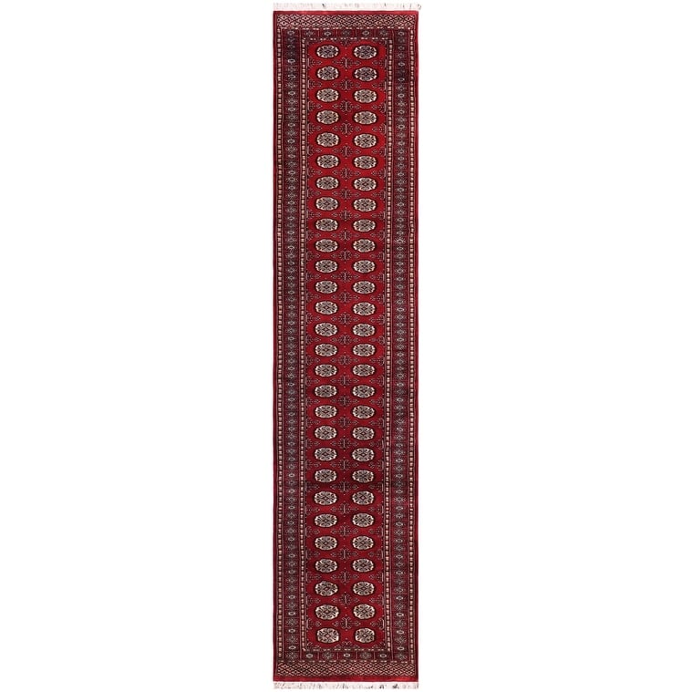 Tribal Bokhara Harding Red/Beige Hand Knotted Wool Runner - 2'7'' x 11'10''