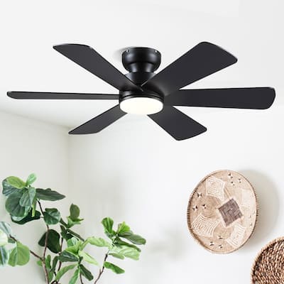 46 Inch Flush Mount Ceiling Fan with 6 Blades,Remote and APP Control,for Bedroom,Living Room,Patio - 46 Inches